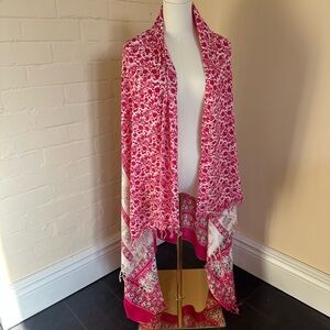 Pink and White Patterned Shawl